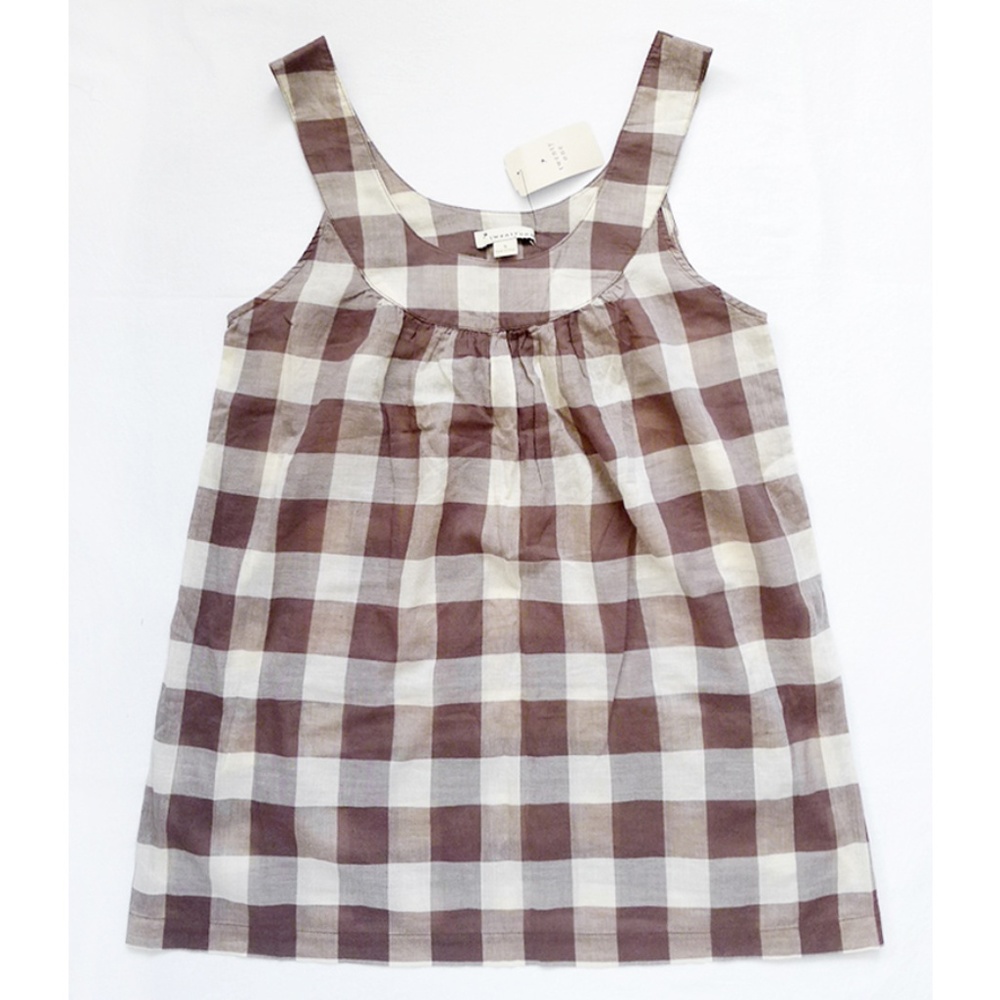 Checkered/Plaid Semi-Sheer Sleeveless Tunic Top S